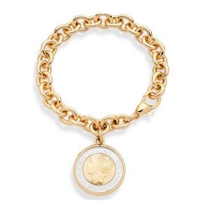 18k Link Bracelet and 500-Lira coin